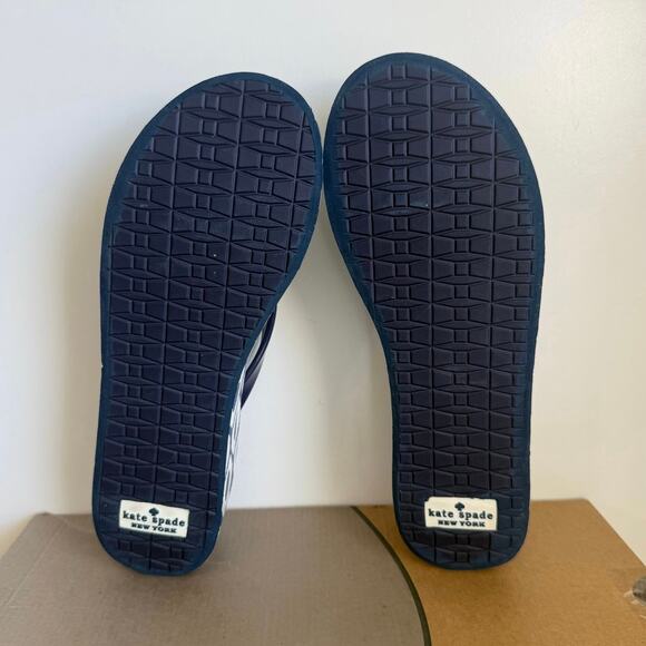 Kate Spade Platform Navy/White Women Flip Flops Sandals - SZ 8 - Picture 14 of 14